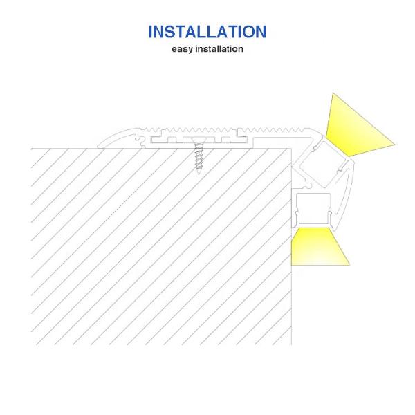 Baseboard Lighting Plasterboard LED Profile Strip For Wardrobe Office Cupboard