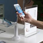 COMER gripper rotating display stand with lock and recoiler pullbox for cell