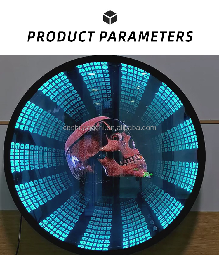 LED Strips Light Source Multi-Layer Mirror Holographic Fan with 12V Input Voltage