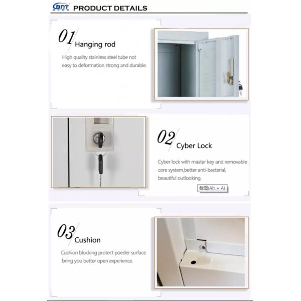 6 Door Metal Lockers Vertical Wardrobe Storage For School Gym