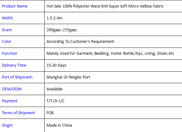 Warp Knit velvet Plain Style Customized Color