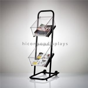 China 2 - Wheel Floor Commercial Retail Store Fixtures Acrylic Box Metal Book Display Shelf on sale