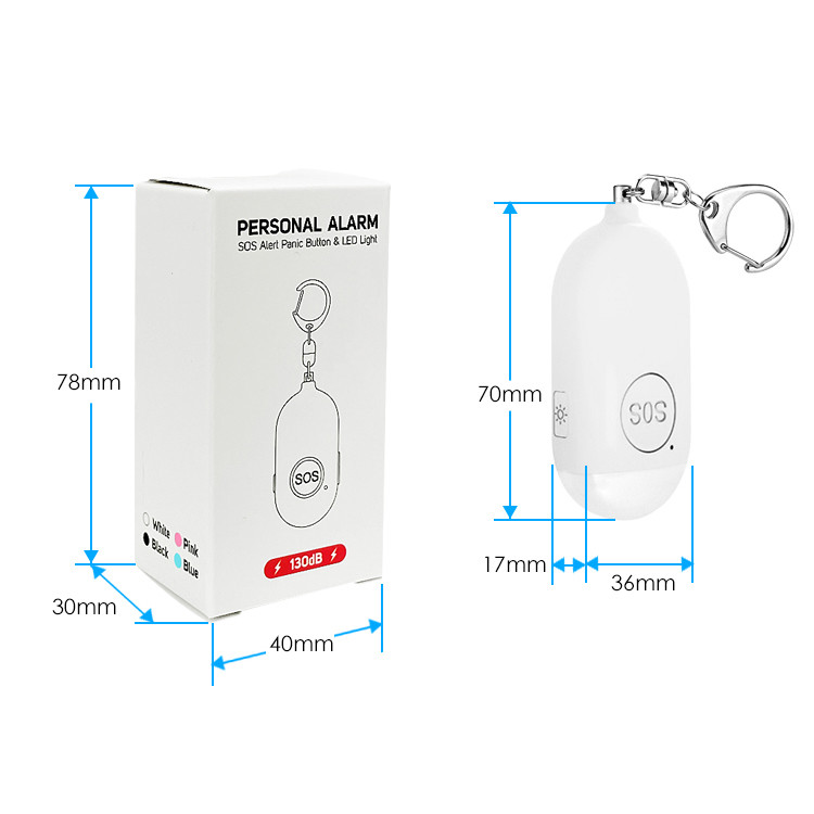 SOS Emergency Personal Alarm Keychain colorful USB Rechargeable dural led light