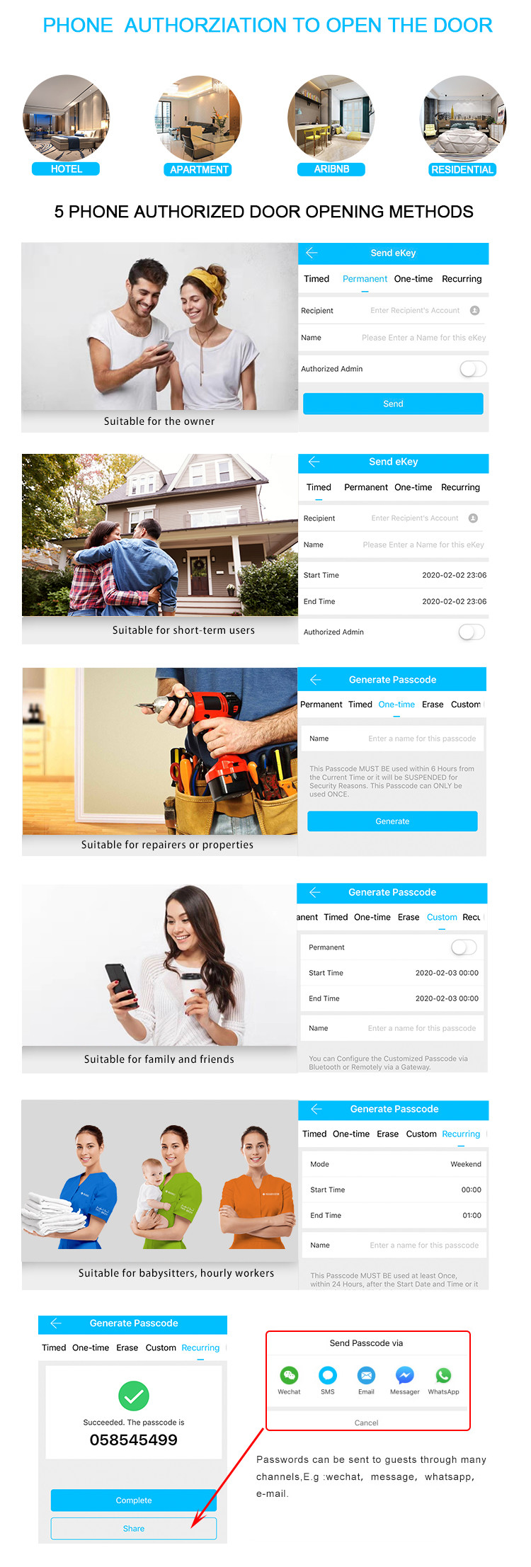 TT APP Code Lock Digital Pin Code Door Lock , Keyless Door Lock Easy Install Durable