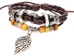 Buy cheap Maple wood beads beaded leather woven leather bracelet alloy bohemian bracelet product