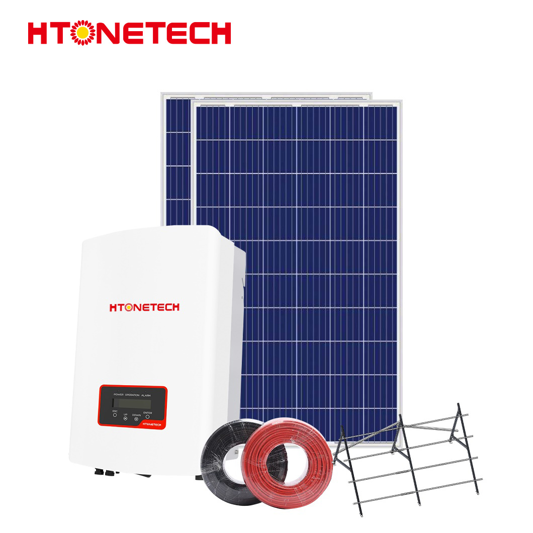 Htonetech 5kw Hybrid Solar Inverter on Grid System Solar Panel 340W China Factory 8kw 10kw 15kw on Grid Solar Energy System 5000W