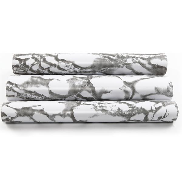 PVC Strippable TV Background Wallpaper , Grayish White Marble Wall Covering