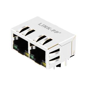 Buy cheap E5J88-41AHS4-LT CAT5e 1X2 Port RJ45 Magjack Connectors Tab Down With GREEN/YELLOW led product