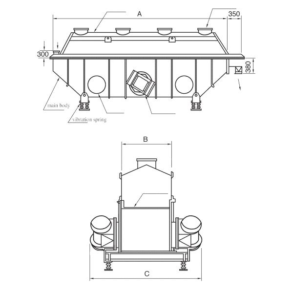 0.5×2kW GZQ Horizontal Vibro Fluidized Bed Dryer