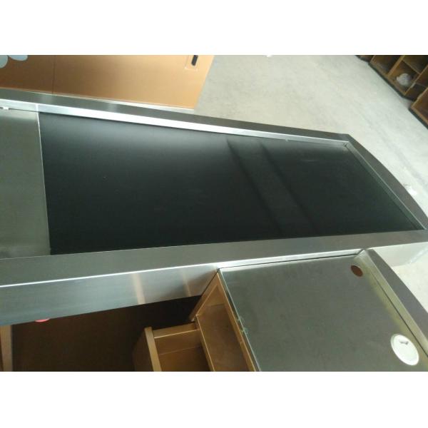 Automatic Conveyor Belt Checkout Counter Stands With Stainless Steel Border
