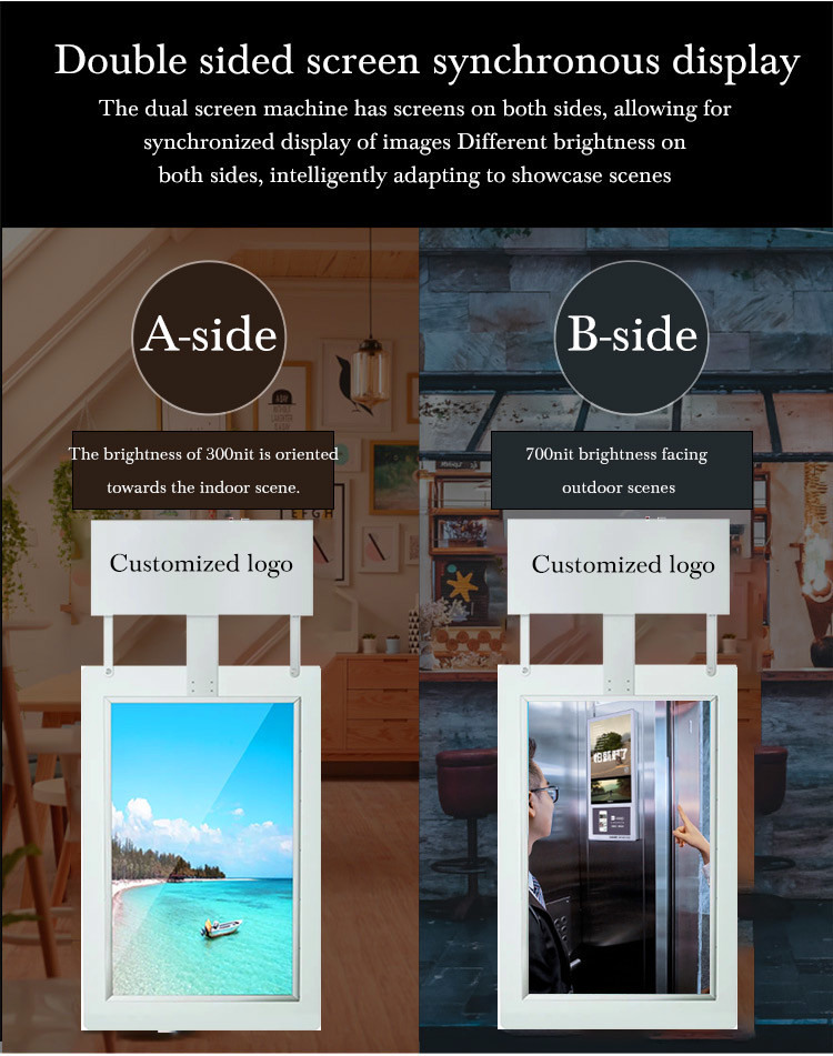 Customized Floor Stand 4K Digital Signage Display and Player Tempered Glass Digital Signage