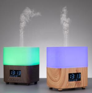 300ML Wood Grain Aromatherapy Diffuser With LCD Clock