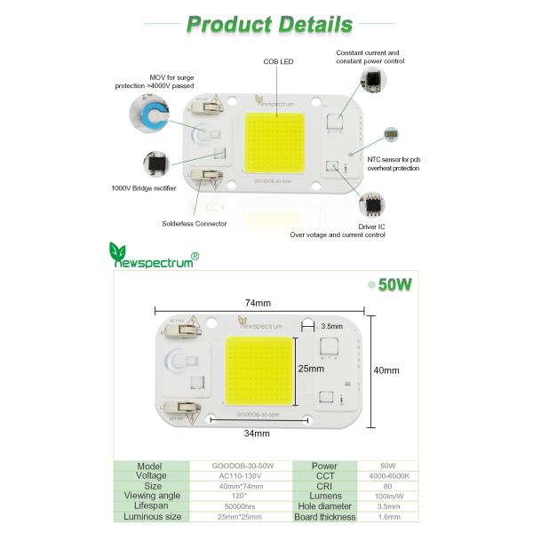 Driverless Cob Led Chip 50W No Need Driver LED Lamp Module