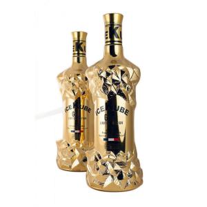 Ice Cube 200ml 1000ml Vodka Bottle Golden Electroplating Vacuum Golden Coating