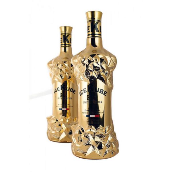 Quality Ice Cube 200ml 1000ml Vodka Bottle Golden Electroplating Vacuum Golden Coating for sale