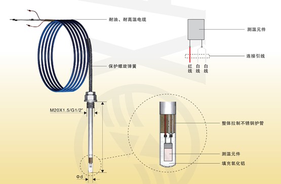 WZP Temperature resistant thermo resistant PT100 Pt50 temperature sensor