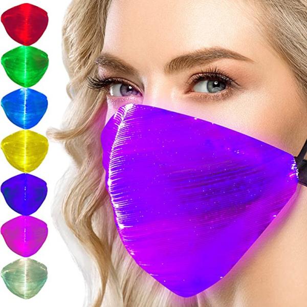 Quality Fiber Optic Programmable LED Face Mask 7 Light Colors 5 Flashing Modes for sale