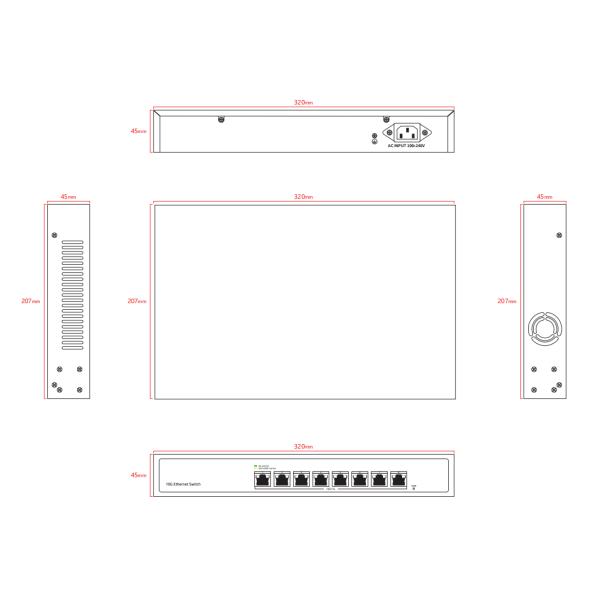 10G Ethernet Switch Unmanaged Rack Mounted AC100V 240V 1G 2.5G 5G Compatible CE