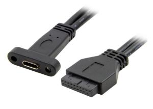 Mount Panel USB 3.1 Type C Data Cable Motherboard 19 Pin Header PVC Jacket