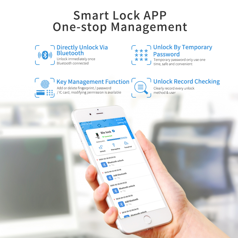 Keyless Entry Mortise Door Lock With Biometric Fingerprint Touchscreen Smart