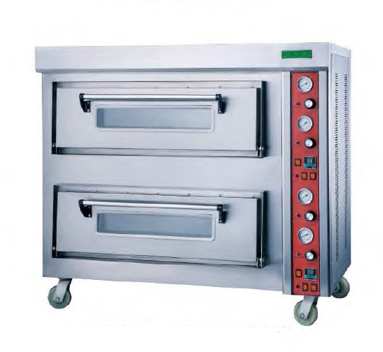 220V Industrial Double Deck Pizza Oven , Restaurant Automatic Pizza Oven Equipment