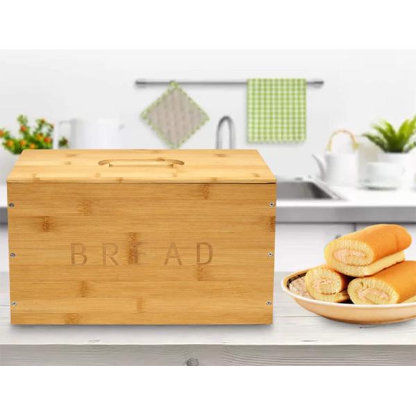 Contemporary Design Bamboo Bread Storage Container for Kitchen Countertop