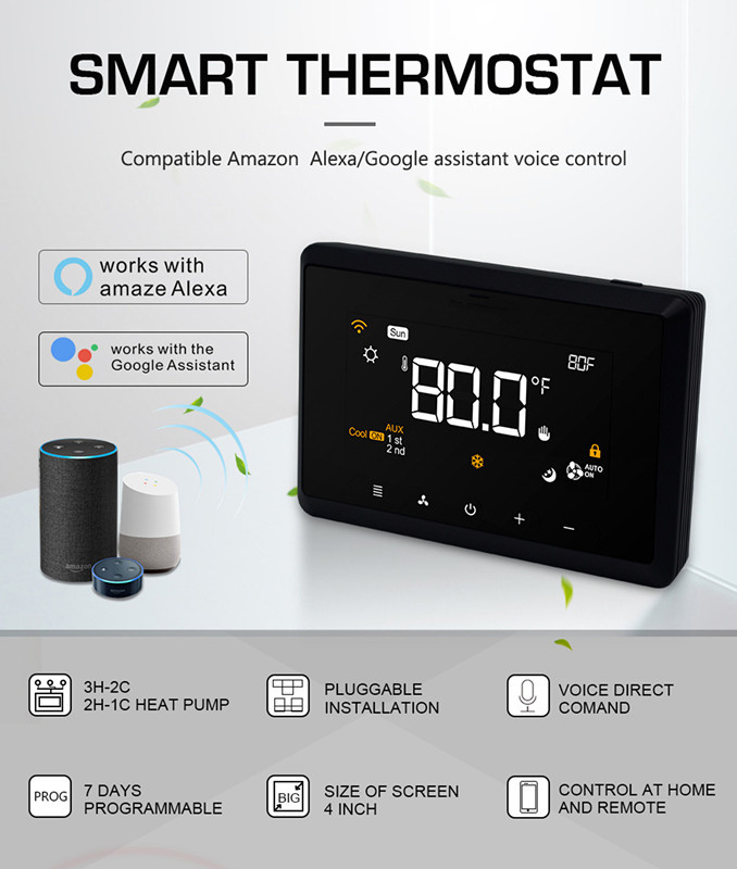 FCC Tuya WiFi Smart Thermostat 4.3" Touch Panel 7 Days Temperature Setting