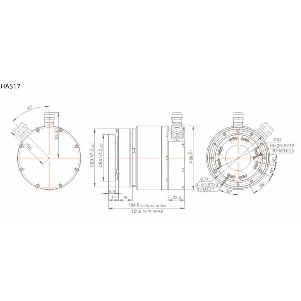 High Positional Accuracy Servo Rotary Actuator Robotic Arm Motor Side Outlet