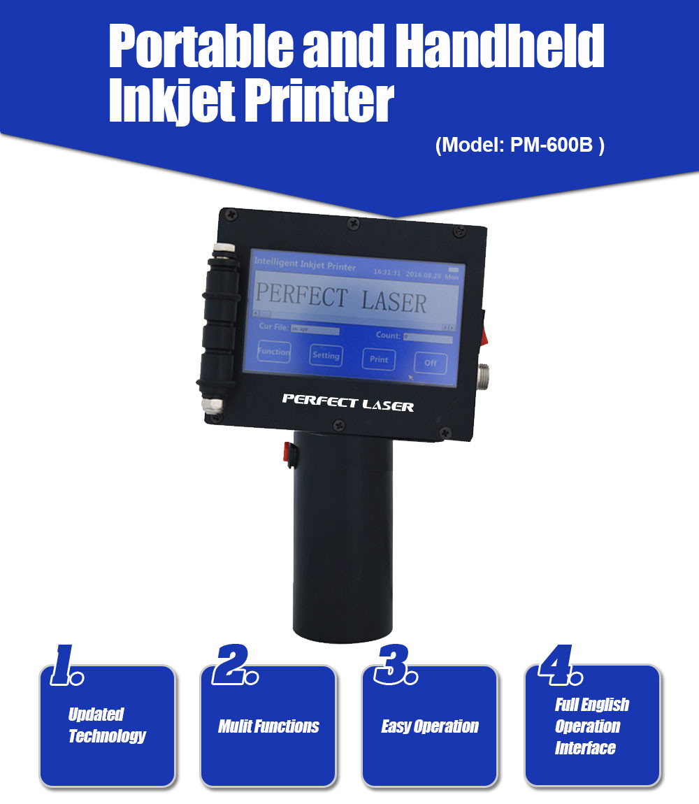 Industrial Handheld Portable Inkjet Printer For Batch Code / Expiry Date / Bar Code / Qr Code