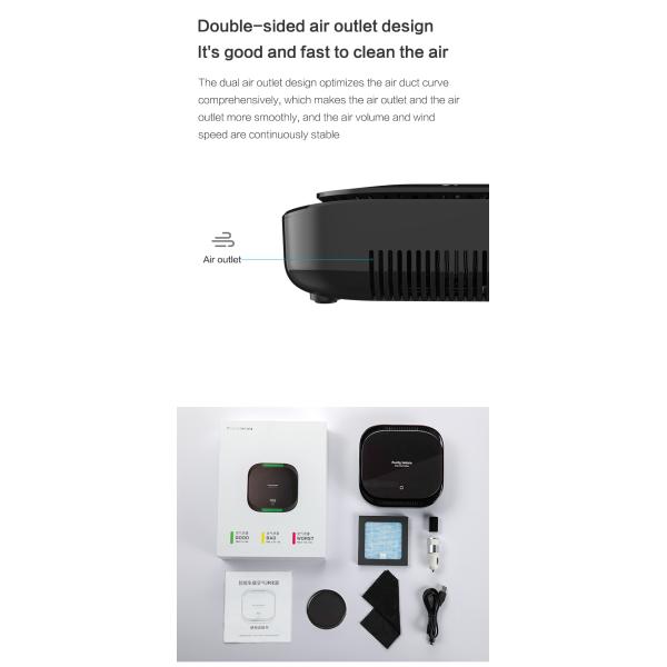 PM2.5 Display Mini Portable Intelligent Air Purifier Smart Touch Car HEPA Filter Air Purifier With Air Quality Sensor