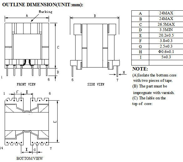 Vertical Electronic Current Transformer , Ferrite Core Type High Current Transformer