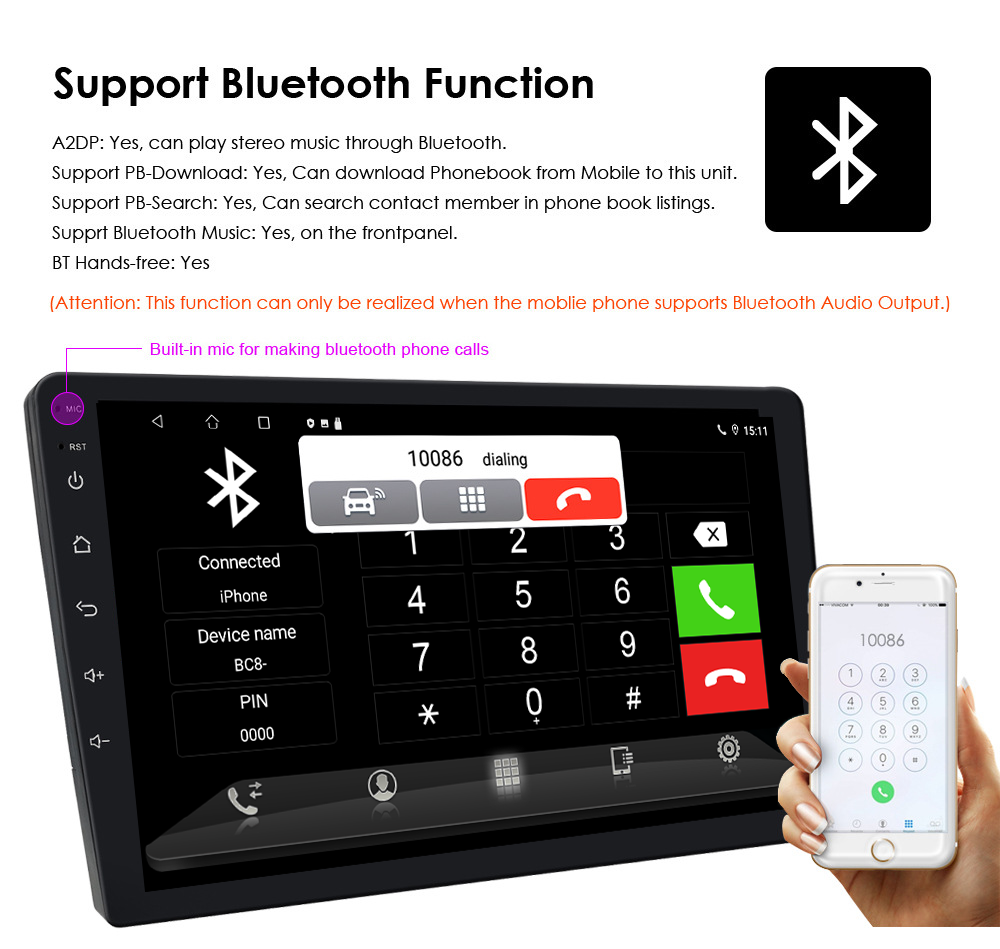 9" IPS/QLED Screen Car Video Android Radio with GPS Navigation BT Music Video YouTube Pho