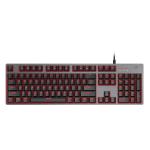 Red Backlit Waterproof Mechanical Gaming Keyboard With Adjustable Brightness
