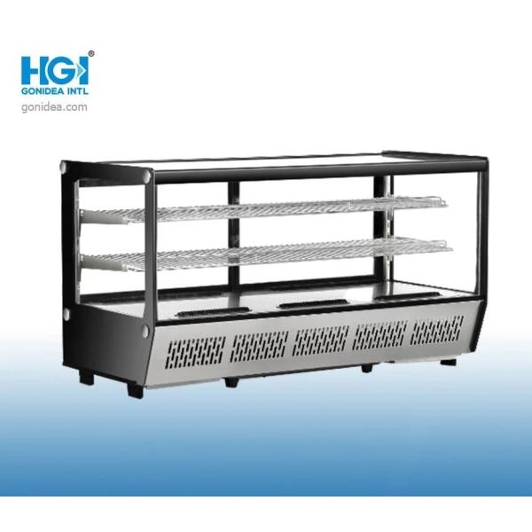 130L Curved Glass Cake Display Fridge Freestanding Adjustable Chrome Plated