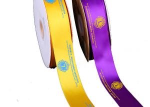 China Custom Printed Christmas Satin Ribbon , Polyester Grosgrain Ribbon Graphic Design on sale
