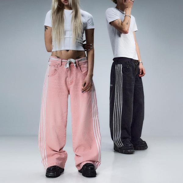 Quality Clothing Manufacturers Custom High Quality Blank Acid Wash Stacked 100 Cotton Stacked Sweatpants Straight Leg With Stripe for sale
