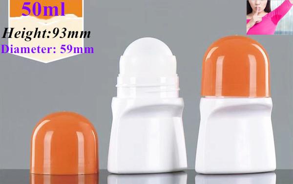 Quality Leak Proof Plastic Roll On Bottle Orange Cap Roll Up Deodorant Containers for sale