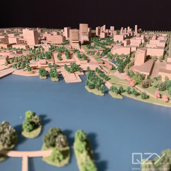 Architectural Wood Scale Model Aecom 1:1000 Beijing Jinzhan Urban Planning
