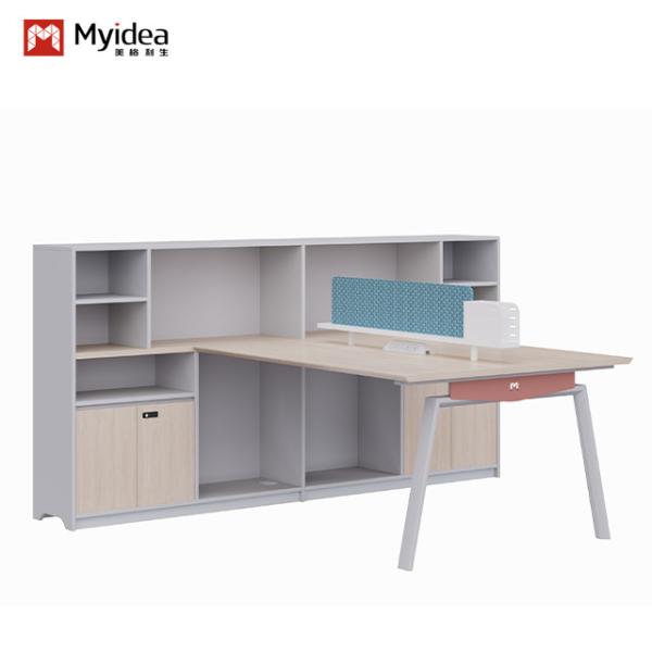 Quality Two-Person Staff Desk Partition Separated With File Cabinet / Password Lock Support customization for sale