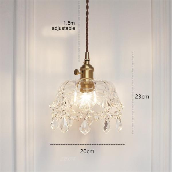 Retro Brass Industrial Length 23CM Glass Pendant Light For Restaurant