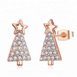 Buy cheap Wholesale Fashion Jewelry Star Zircon Earring Gold Plated Christmas Tree Earrings product