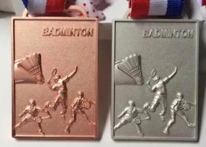 China Square Shape Custom Metal Medal 70*50*4mm For Team Badminton Games on sale