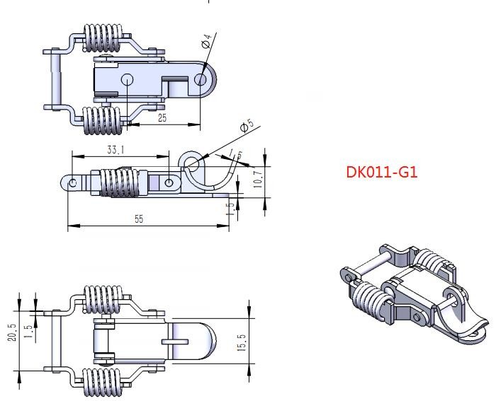 Antirust Spring Loaded Toggle Latch Hasp For Engine Cover And Die Grinder Machine