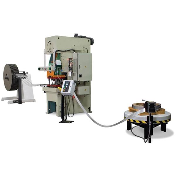 A production line of razor wire.