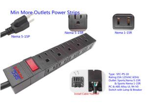 Buy cheap American 10 Outlets Slim Plug Power Strip With Side Socket , Power Distribution Unit product