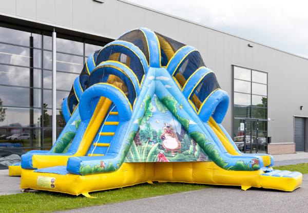 Quality Double Lane Valcano Jungle Large Inflatable Slides With Climb for sale