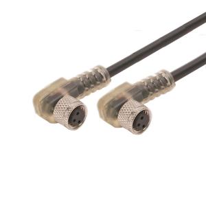 China M8 3 pin Waterproof Connector Cable female 90 degrees with LED cable on sale