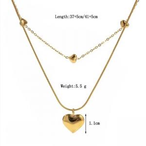 China OEM Women Necklaces Titanium Steel Heart Double Layer Gold Necklace on sale