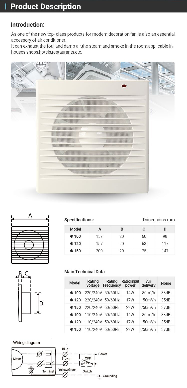 Weatherproof Two Speed Standard Mixed Flow Inline Duct Fan for HVAC System in White Color