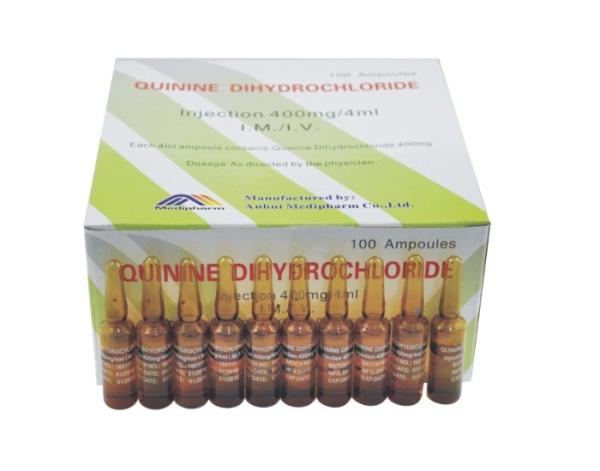 Quality Quinine Dihydrochloride Injection 400mg/4ml, 100ampoules/box, antimalarial drugs for sale